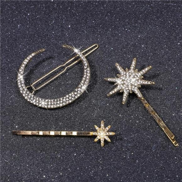 Anthropologie Gold Celestial Hair Clips - Picture 3 of 4